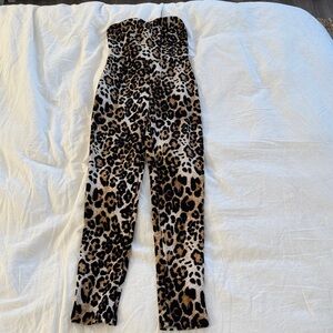 Leopard Print Strapless Jumpsuit